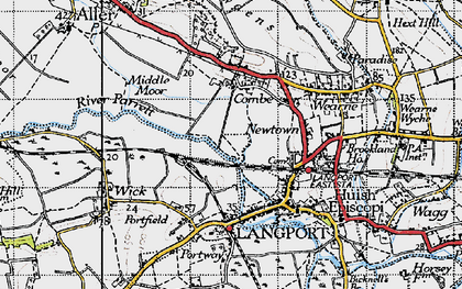 Old map of Combe in 1945