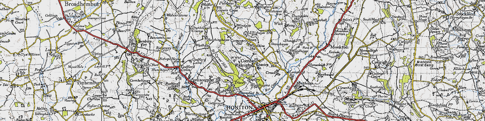 Old map of Combe Raleigh in 1946