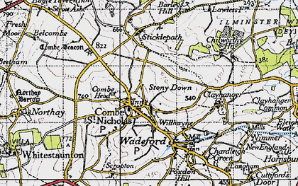 Old map of Combe St Nicholas in 1945