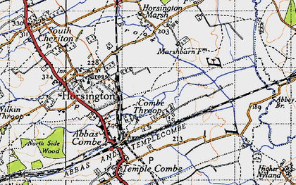 Old map of Combe Throop in 1945