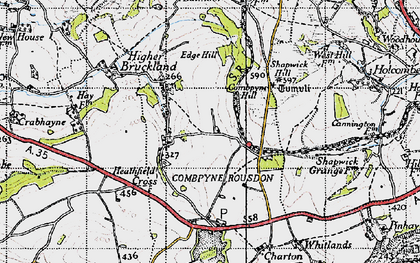 Old map of Combpyne in 1945