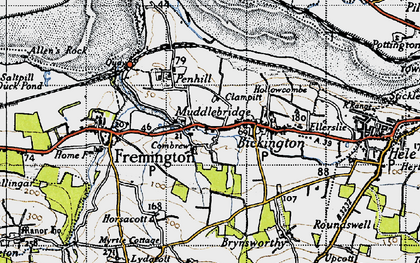 Old map of Combrew in 1946