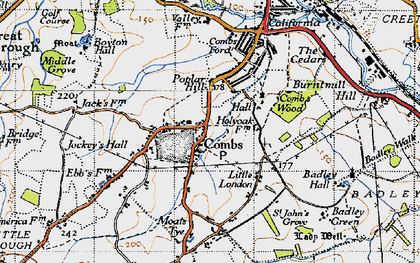 Old map of Combs in 1946