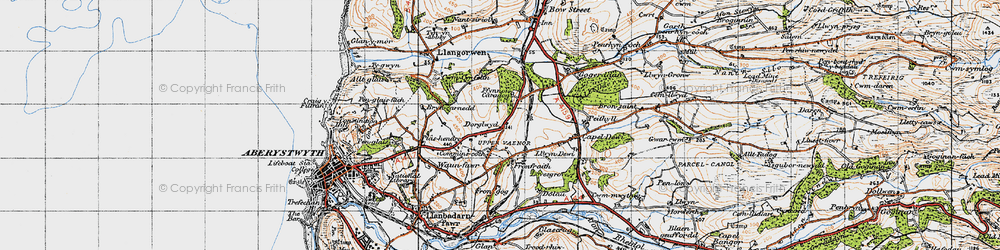 Old map of Afon Clarach in 1947