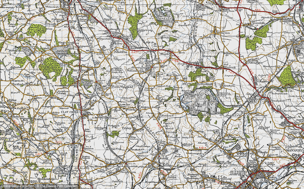 Old Map of Historic Map covering Broomridding Wood in 1947