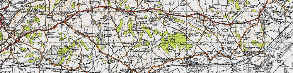 Old map of Common-y-coed in 1946