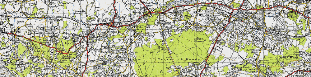 Old map of Mereworth Woods in 1946
