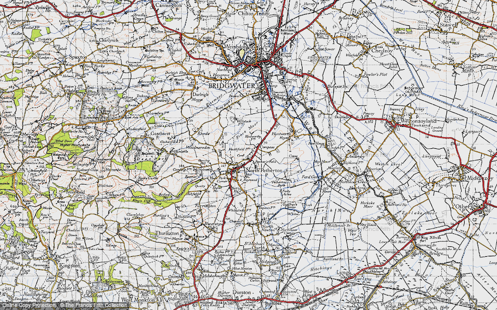 Old Map of Compass, 1945 in 1945
