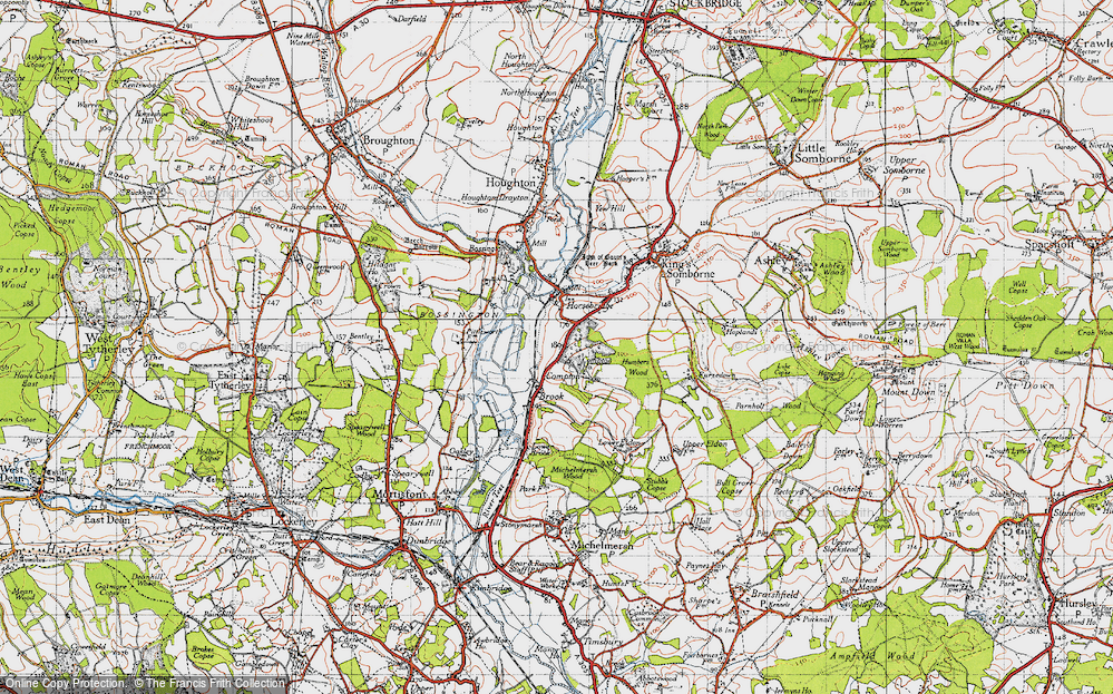 Old Map of Historic Map covering Compton Manor in 1945