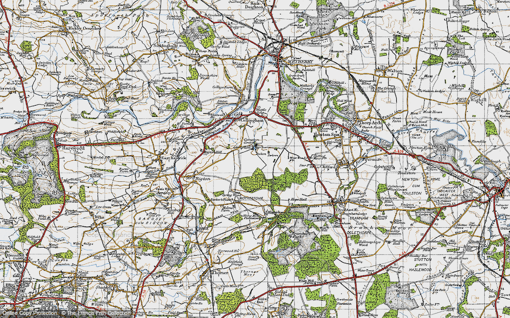 Old Map of Historic Map covering Wothersome in 1947