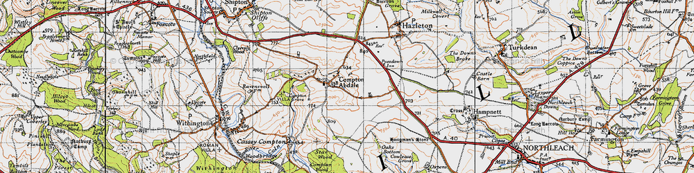Old map of Compton Abdale in 1946
