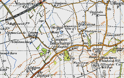 Old map of Compton Beauchamp in 1947