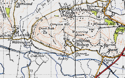 Old map of Compton Bishop in 1946