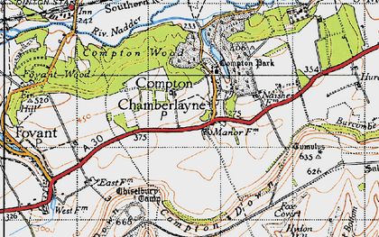 Old map of Compton Chamberlayne in 1940
