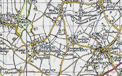 Old map of Compton Durville in 1945