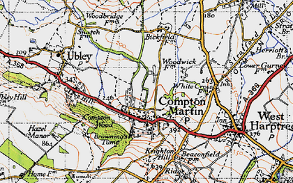 Old map of Compton Martin in 1946