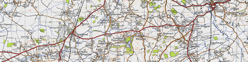 Old map of Compton Pauncefoot in 1945