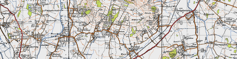 Old map of Bredon Hill in 1946