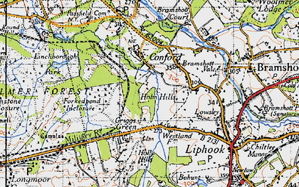 Old map of Woolmer Forest in 1940