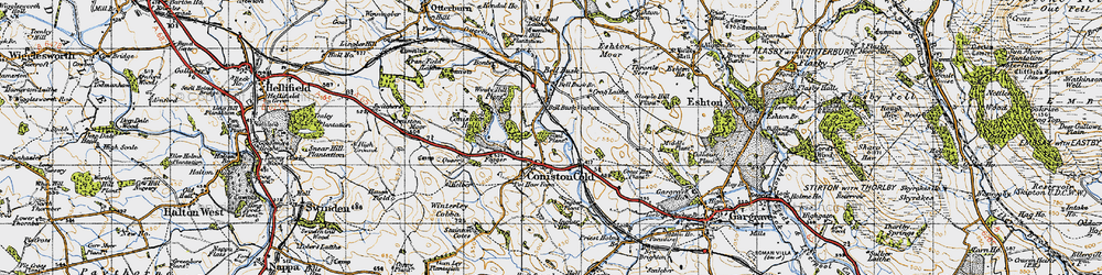 Old map of Coniston Cold in 1947