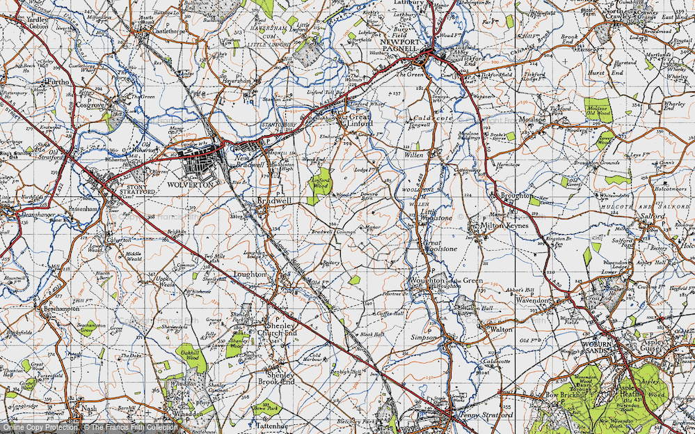 Old Map of Historic Map covering Milton Keynes in 1946