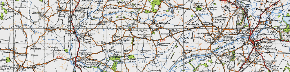 Old map of Tibberton Grange in 1947