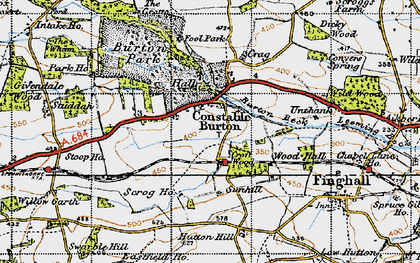 Old map of Constable Burton in 1947