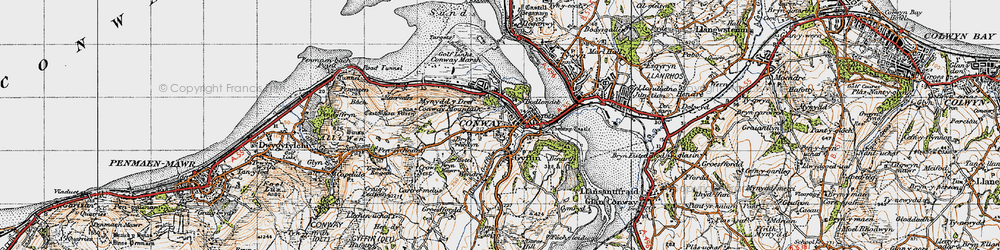 Old map of Bryn Rhedyn in 1947