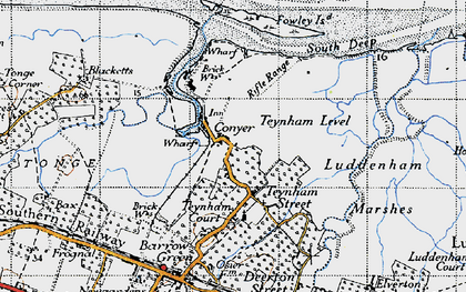 Old map of Conyer in 1946