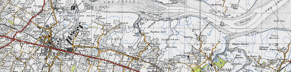 Old map of Conyer in 1946