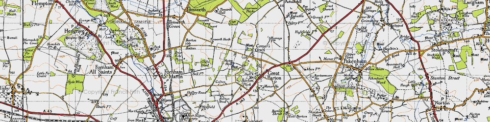 Old map of Timworth Heath in 1946