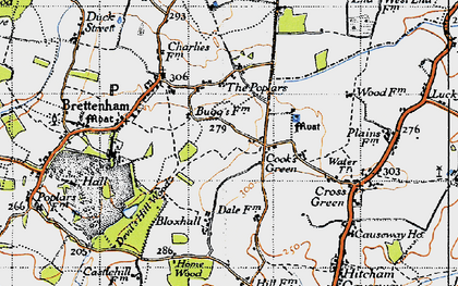 Old map of Cook's Green in 1946