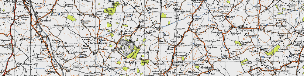 Old map of Cook's Green in 1946