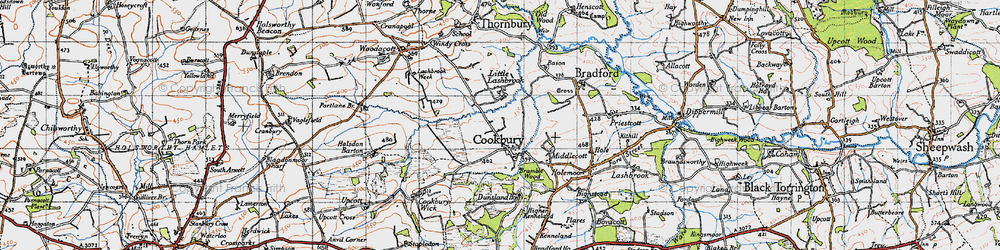 Old map of Cookbury in 1946