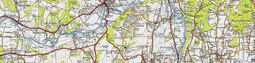 Old map of Cookham Dean in 1947