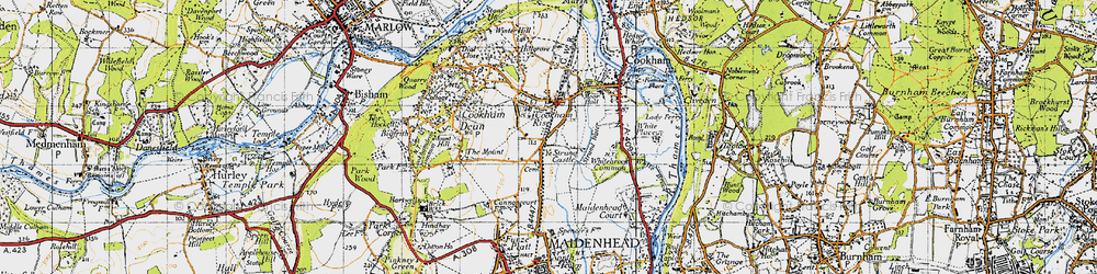 Old map of Cookham Rise in 1947
