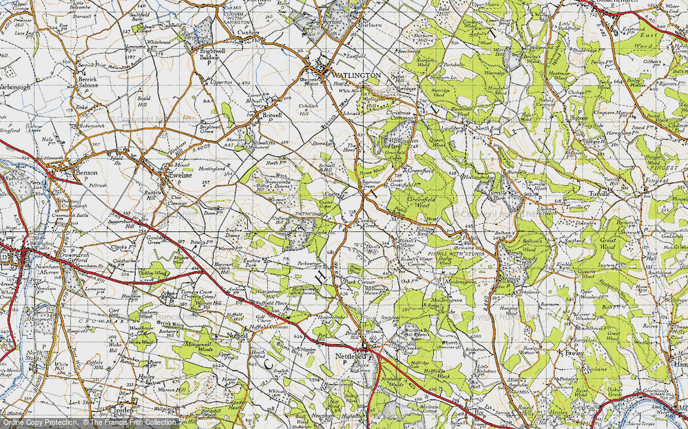 Old Map of Historic Map covering Britwell Hill in 1947