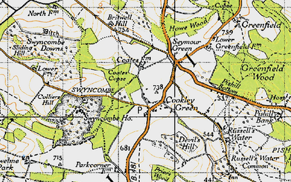 Old map of Cookley Green in 1947
