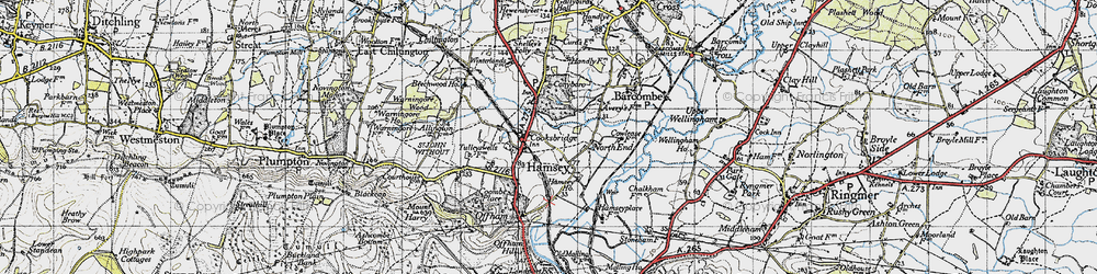 Old map of Cooksbridge in 1940