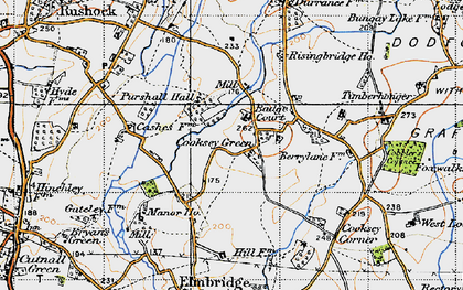 Old map of Cooksey Green in 1947