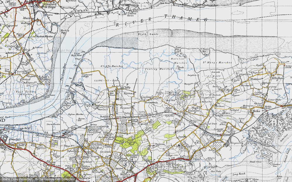 Old Map of Cooling, 1946 in 1946