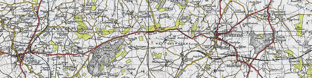 Old map of Coombe in 1945