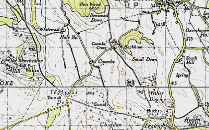 Old map of Coombe in 1945