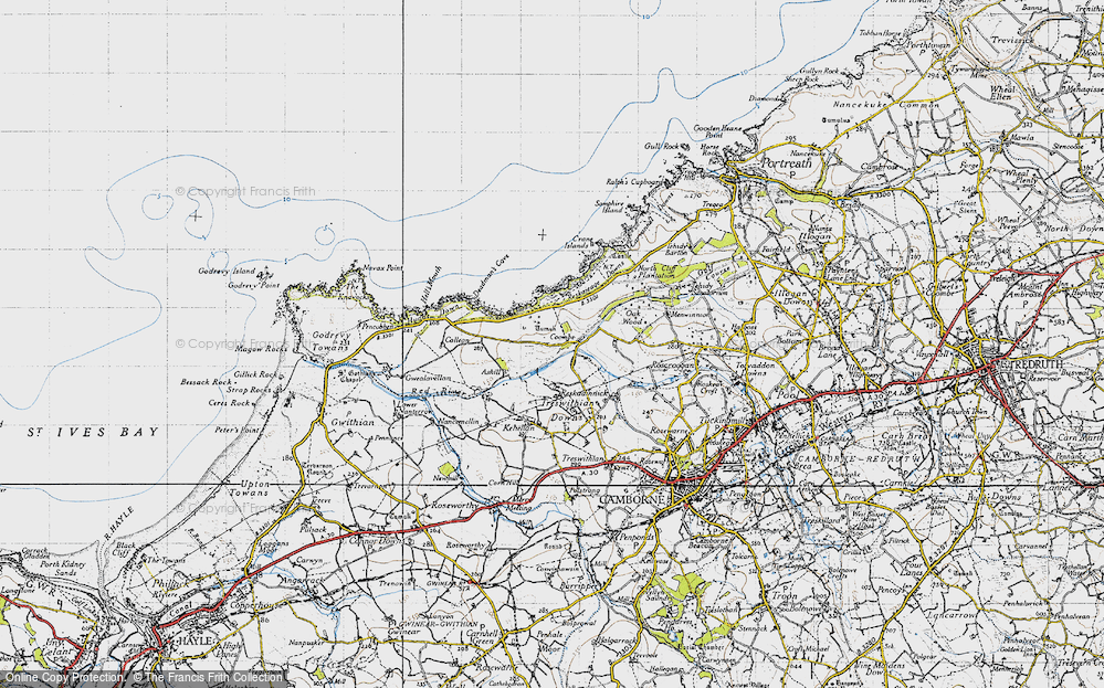 Old Map of Historic Map covering North Cliffs in 1946
