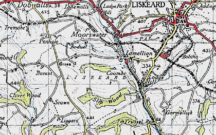 Old map of Coombe in 1946