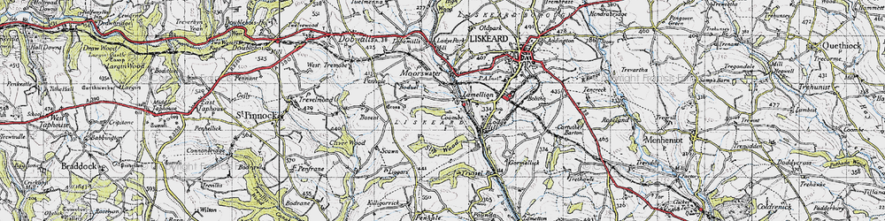 Old map of Coombe in 1946