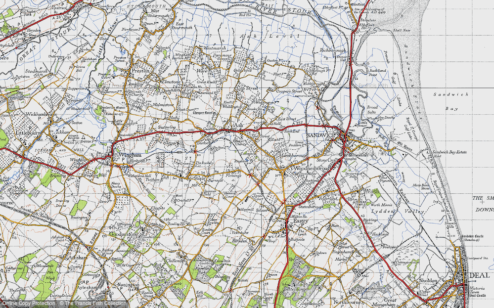 Old Map of Historic Map covering Ringleton Manor in 1947