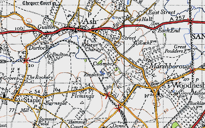 Old map of Coombe in 1947