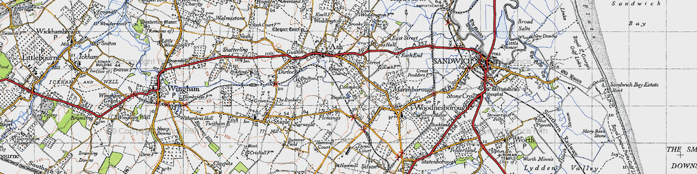 Old map of Coombe in 1947