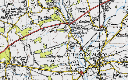 Old map of Coombelake in 1946